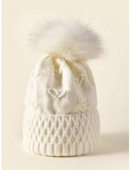 Knitted hat with hearts design