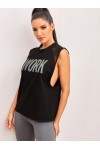 Sports tank top with letter graphic & mesh insert